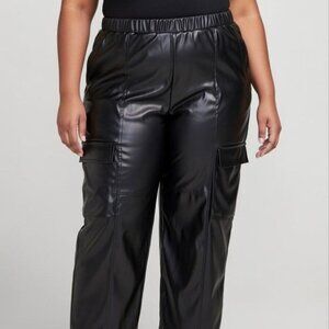 Michael  Kors Plus Size High-Rise Faux-Leather Cargo Pants XL